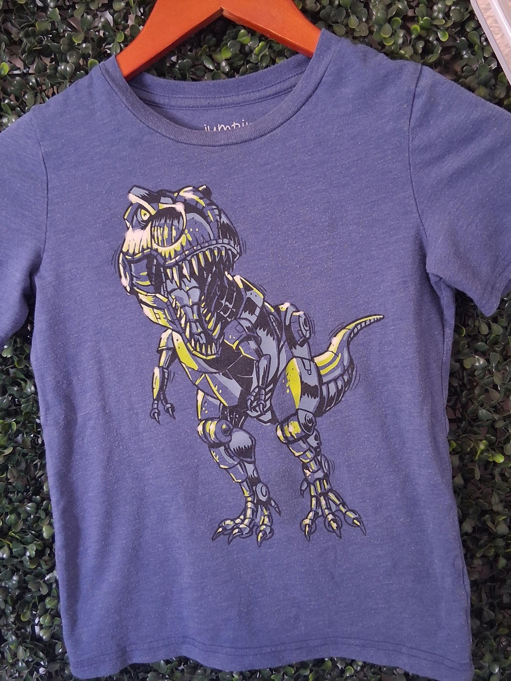 jumping beans Blue Tee with Yellow-Accented Dino Graphic